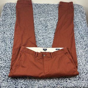 J Crew Flex Chino Pants Mens 32x34 Orange Slim Fit Cotton Stretch Flat Front